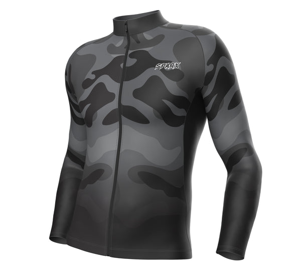 Black Camo Cycling Thermal Jersey