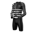 Men Black Us Flag Thermal Cycling Suit