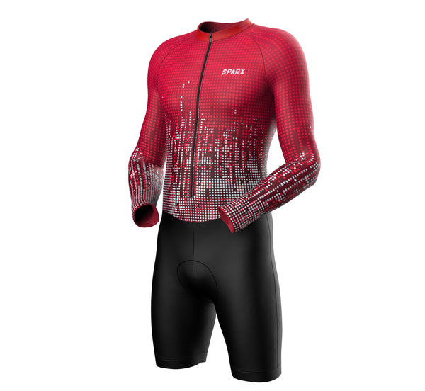 Men Burgundy Thermal Cycling Suit