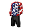 Men Us Flag Thermal Cycling Suit