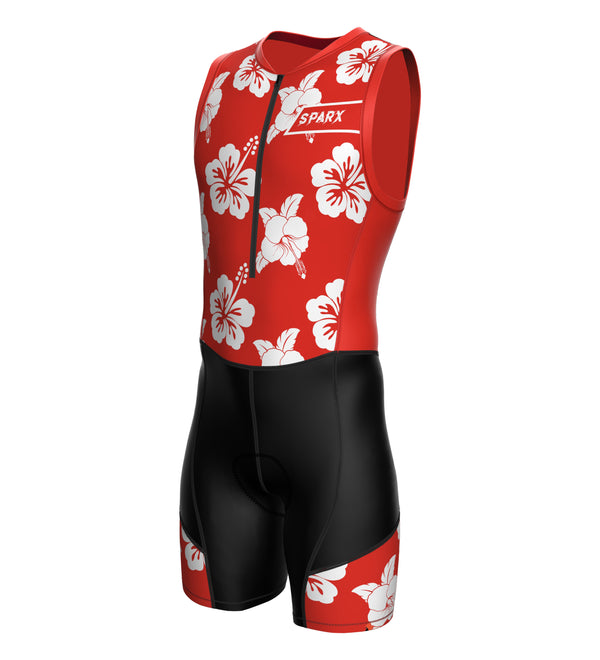 Sparx Men`s Floral Triathlon Suit Trisuit Race Skinsuit Cycling Speed Suit Italian Fabric Trisuit